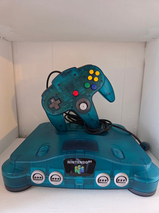 Nintendo 64 CLEAR BLUE - konsol med controller & kabler